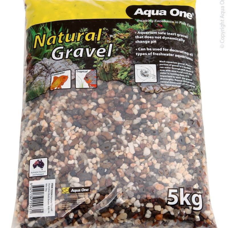 Aqua One Natural Gravel Australian Multi Brown 4-6mm Mix 5kg